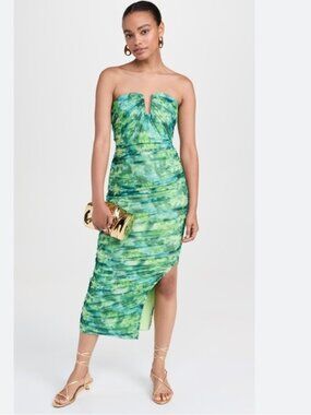 NWT REVOLVE Elliatt 'Larkspur' Sleeveless Printed Mesh U Wire Midi Dress Size XS